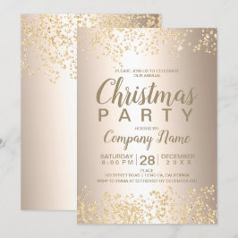 Convites Dourada festa de Natal corporativo metálico