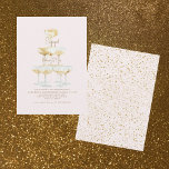 Convites Dourada Festa de noivado de Blush de Texto em Torr<br><div class="desc">Torre de champanhe. Dourado texto. Convite. Lave o fundo.</div>