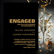 Dourada Festa de noivado Negra Simples Moderna