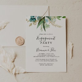 Convites Dourada Festa de noivado verde tropical tropical