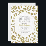 Convites Dourada festa Glitter White Cheetah Leopard Sweet<br><div class="desc">personalizar para o seu evento</div>