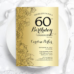 Convites Dourada Floral 60ª Festa de aniversário<br><div class="desc">Dourado Floral 60º Convite de aniversário. Design minimalista moderno com desenhos botânicos em destaque e letra de script de tipografia. Simples trendy convida cartão perfeito para uma festa de na moda. Pode ser personalizado para qualquer idade. Impressos convites Zazzle ou modelo de impressão digital instantânea para download.</div>