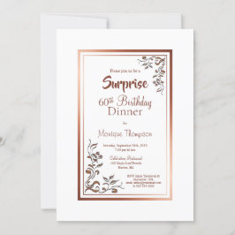 Convites Dourada Floral Border Surprise 60º Janto de Aniver