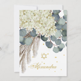 Convites Dourada Folhagem de Naming de Bebê Judaica