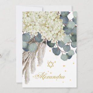 Convites Dourada Folhagem de Naming de Bebê Judaica