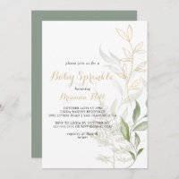 Dourada Folhagem Verde Caligrafia Bebê Sprinkle