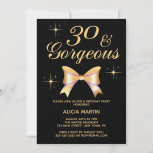 Convites Dourada Garota 30 e aniversário de 30 anos Negra G
