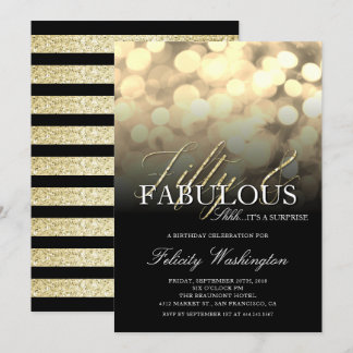 Convites Dourada Glitter 50 e Fabulosa Festa de aniversário