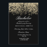 Convites Dourada Glitter Confetti Black Bachelor Party<br><div class="desc">Dourada Glitter Confetti Black Bachelor Party Belo Dourado Glitter Confetti Convite. Coleção em Niche e Nest. Design cortesia do Studio Denmark</div>