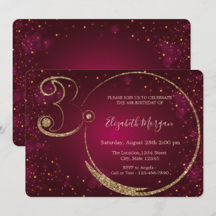 Convites  Dourada Glitter Confetti Burgundy aniversário de