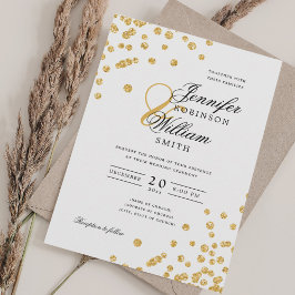 Convites Dourada Glitter Confetti de Casamento de Script El