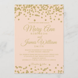 Convites Dourada Glitter Confetti Elegante Rosa Blush