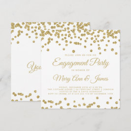 Convites Dourada Glitter Confetti Festa de noivado Branca