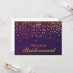 Convites Dourada Glitter Confetti será minha dama de Brides
