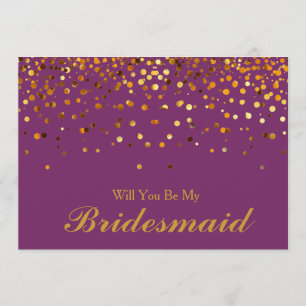 Convites Dourada Glitter Confetti será minha dama de Brides