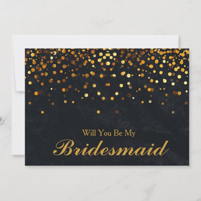 Convites Dourada Glitter Confetti será minha dama de Brides (Frente)