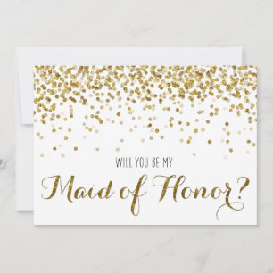 Convites Dourada Glitter Confetti será minha Madrinha de c