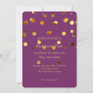 Convites Dourada Glitter Confetti Sparkles Purple Bachelore
