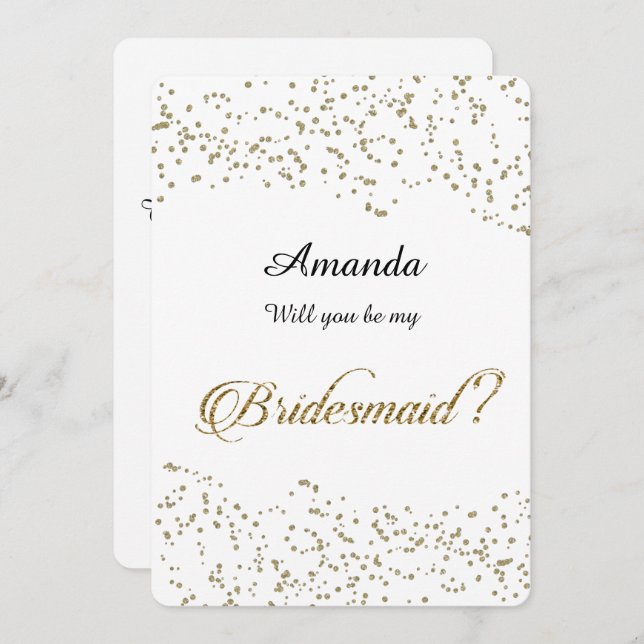 Convites Dourada Glitter, Confetti, Você Será Minha Madrinh (Frente/Verso)
