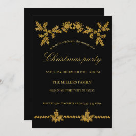 Convites Dourada Glitter Feliz Natal, Papai Noel