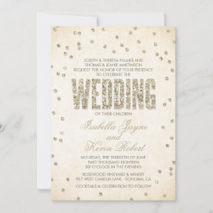 Convites Dourada Glitter Olha Confetti Dots Casamento Convi