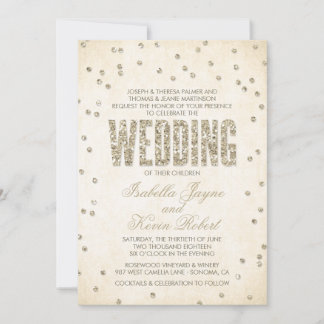 Convites Dourada Glitter Olha Confetti Dots Casamento Convi