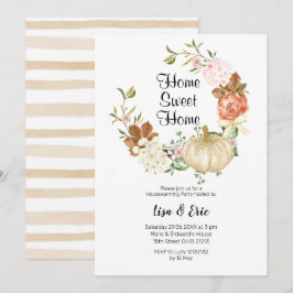 Convites Dourada Glitter Pumpkin House Party