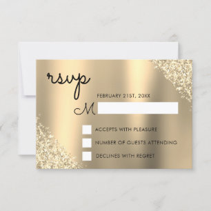 Convites Dourada Glitter Quinceanera RSVP