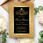 Convites Dourada Glitter Tiara Princesa Negra Doce Dezessei<br><div class="desc">Convide seus convidados com este elegante e doce convite de dezesseis,  com uma bela tiara,  em um fundo falso de brilho dourado. Basta adicionar os detalhes do seu evento neste modelo fácil de usar para torná-lo um convite de tipo único.</div>