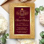 Convites Dourada Glitter Tiara Princess Burgundy Doce Dezes<br><div class="desc">Convide seus convidados com este elegante e doce convite de dezesseis,  com uma bela tiara,  em um fundo falso de brilho dourado. Basta adicionar os detalhes do seu evento neste modelo fácil de usar para torná-lo um convite de tipo único.</div>