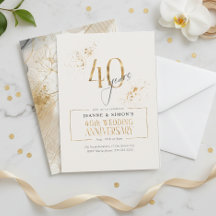 Dourada Line Floral 40th Anniversário ID1169