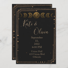 Convites Dourada Lua Fases Escuras e Casamento Moody Convit