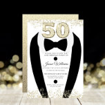 Convites Dourada Mens 50ª Festa de aniversário de terno pre<br><div class="desc">Dourado Terno de Tuxedo Preto Mens 50ª Variações do Convite de aniversário para o convite e itens correspondentes em nossa loja</div>