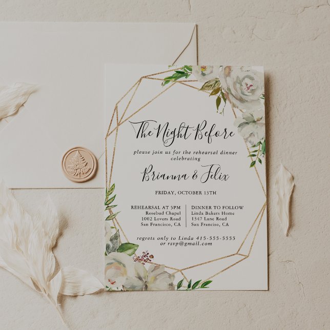 Convites Dourada Noite Geométrica de Peony Antes do Janto d (Criador carregado)