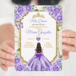 Convites Dourada Púrpura Mis Quince Lavanda 15 Anos Coroa<br><div class="desc">Quinceañera Purple Lavanda Dourada Convite Coroa Mis Quince 15 Anos,  16º Aniversário, </div>