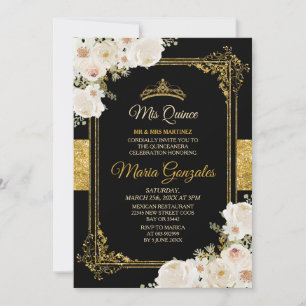 Convites Dourada Quinceanera White Girl 15 no Aniversário