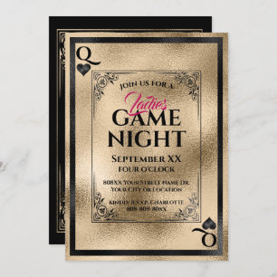 Convites Dourada Rainha dos Corações Noite de Jogo das Mulh