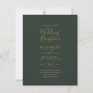 Convites Dourada Recepção de casamento de Orçamento Verde-O