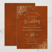 Dourada renda em Casamento Formal Elegante Laranja