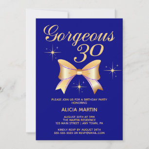 Convites Dourada Ribbon Girl Belgeous aniversário de 30 ano