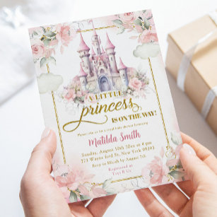 Convites Dourada rosa Chá de fraldas do Castelo Real Prince