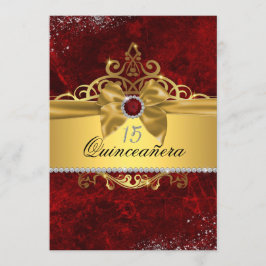 Convites Dourada Ruby Red Quinceanera Invite