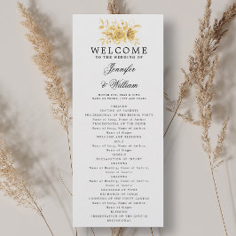 Convites Dourada Script Floral do Programa de Casamento Ele