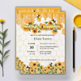 Convites Dourada Sunflower Honeycomb Honeybee Chá de fralda
