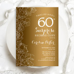 Convites Dourada Surpresa Floral 60ª Festa de aniversário<br><div class="desc">Dourada White Surprise 60º Convite de aniversário. Design de Glam feminina com folha de ouro falsa, sotaques botânicos e letra de script de tipografia. Simples cartão de convite floral perfeito para uma festa surpresa na moda. Pode ser personalizado para qualquer idade. Impressos convites Zazzle ou download instantâneo de modelo digital....</div>