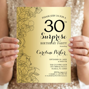 Convites Dourada Surprise aniversário de 30 anos Party