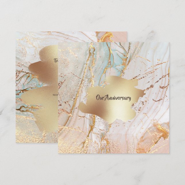 Convites Dourada textura do geodo de mármore - festa elegan (Frente/Verso)