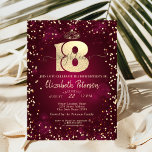 Convites Dourada Tiara, Diamantes Burgundy 18ª Festa de ani<br><div class="desc">Dourada tiara,  e diamantes de ouro em fundo arrojado 18º convite de aniversário.</div>