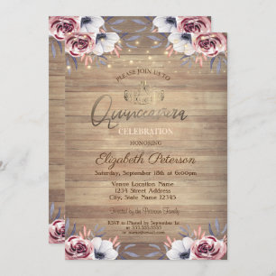 Convites Dourada Tiara, Luzes de Cordas Rosas Madeira Quinc