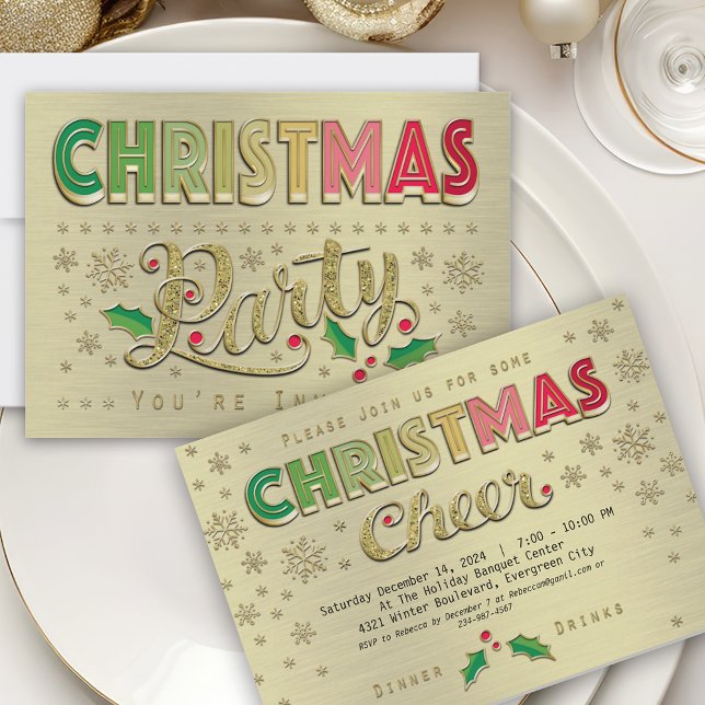 Convites Dourada Typografia Festa de Natal (Criador carregado)